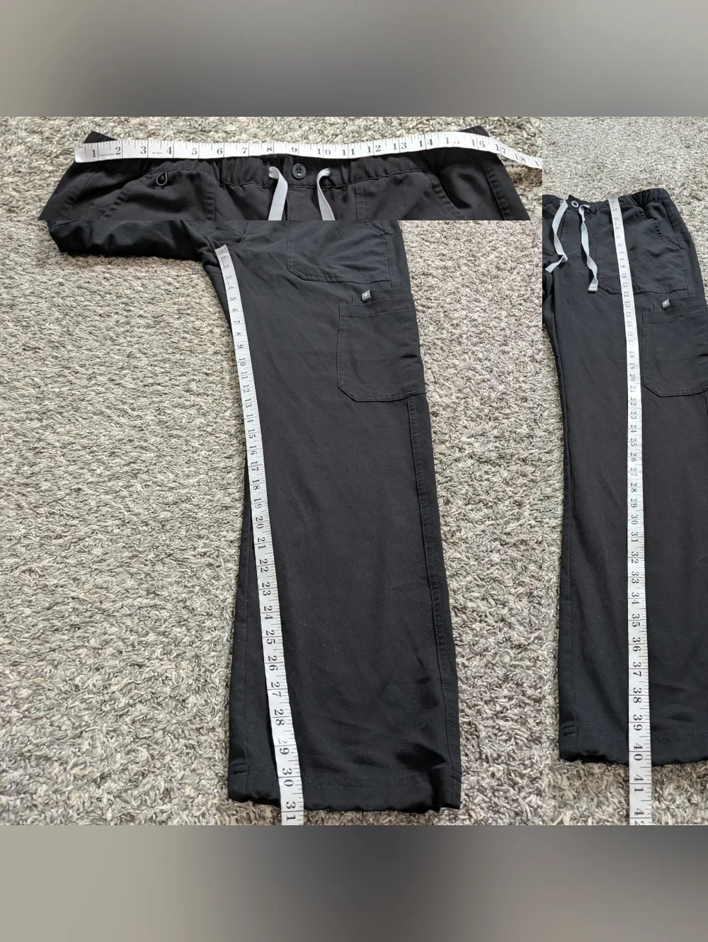 Figs Black Cairo Cargo Zip Up Drawstring Scrub Pant M